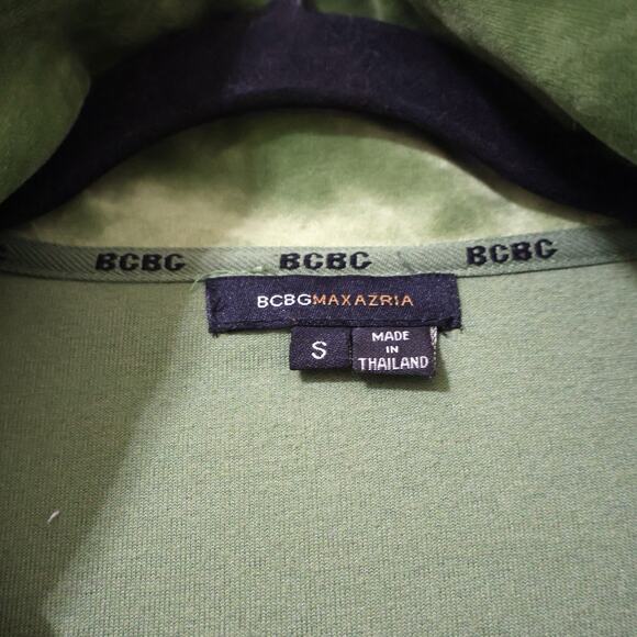 Vintage BCBG Rhinestone Spellout Green Velour Full Zip Hoodie Jacket S y2k - Picture 4 of 7